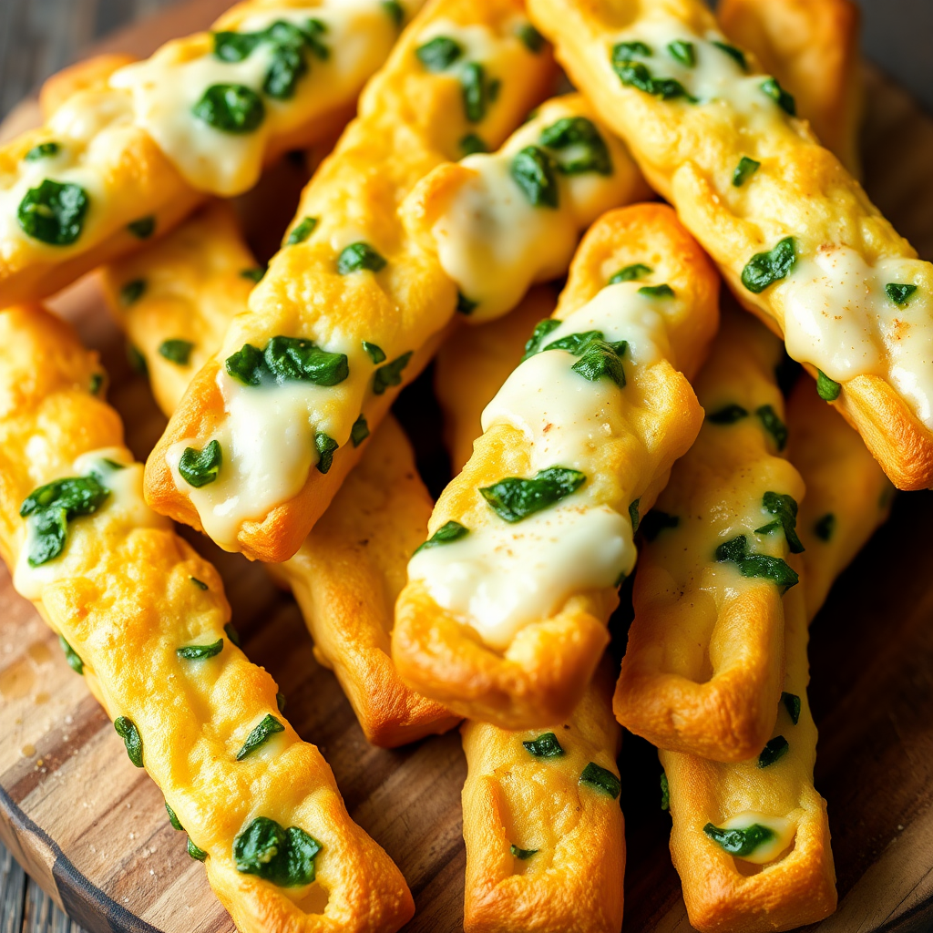 Cheesy Spinach Breadsticks