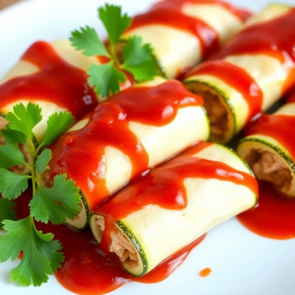 Zucchini Enchiladas with Chicken