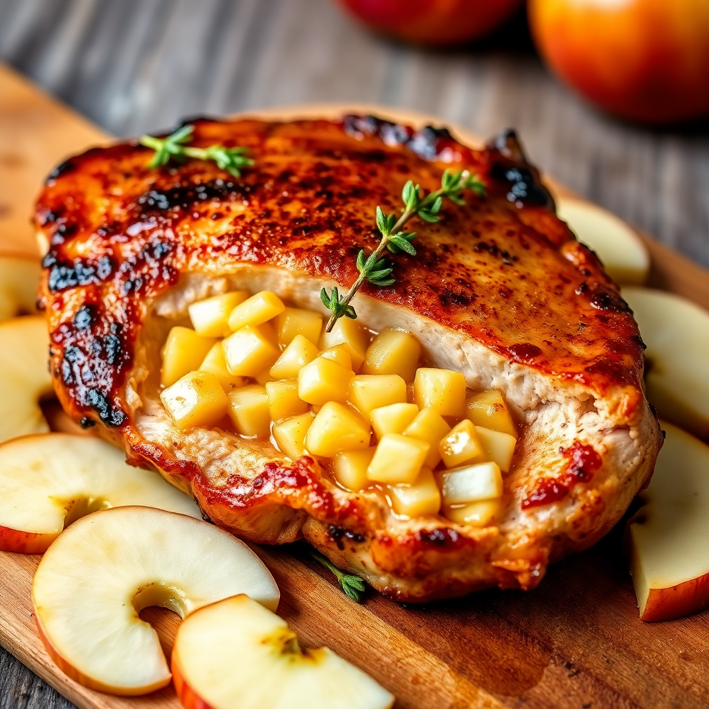 Savory Apple and Cheese Stuffed Pork Chop