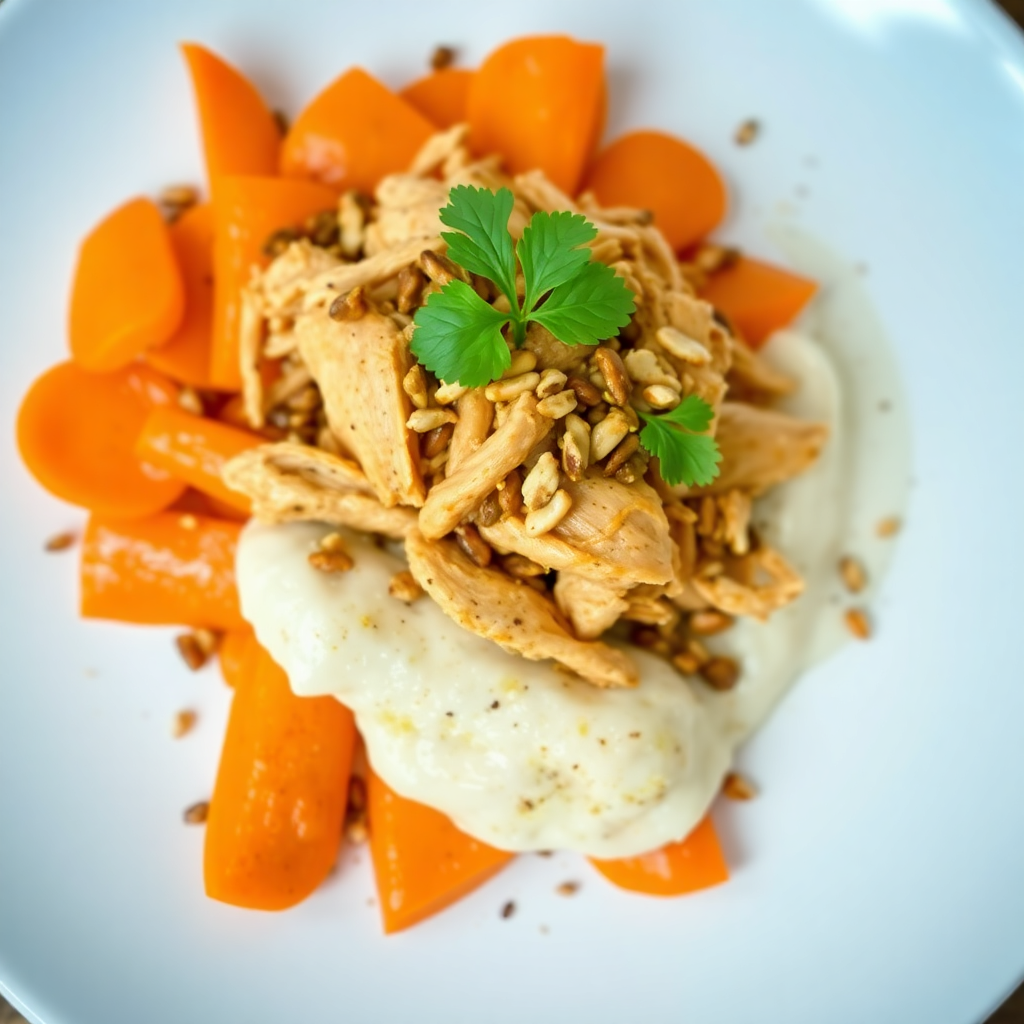 Spiced Butter Carrots with Nutty Chicken