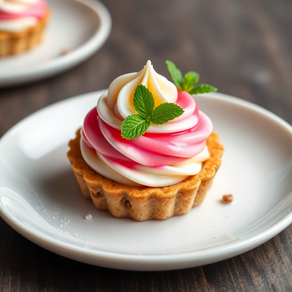 Sweet Walnut Tart with Coffee Chantilly and Pink Pitahaya Glaze