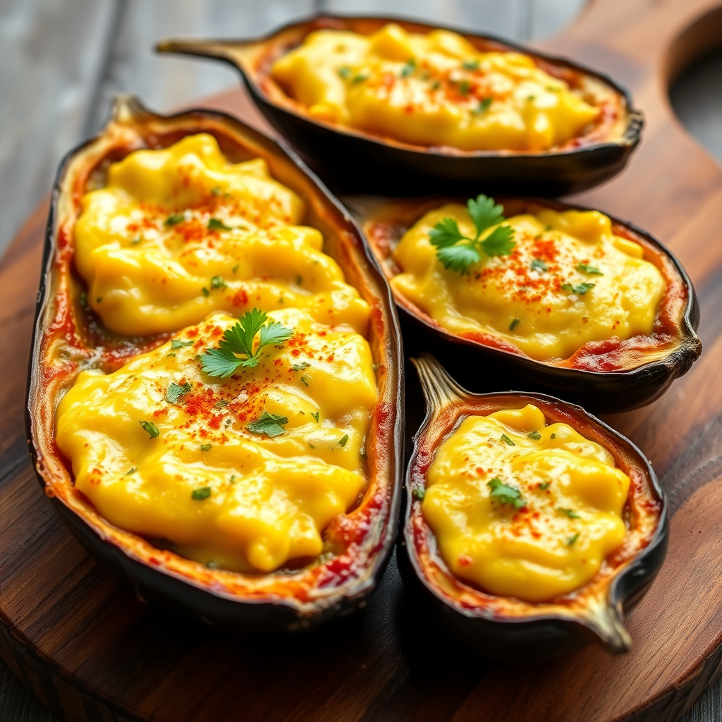 Egg-Stuffed Aubergine Boats