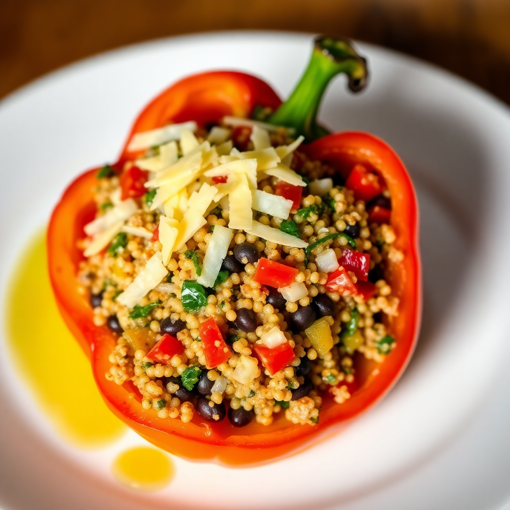 Stuffed Bell Pepper with Quinoa and Black Beans