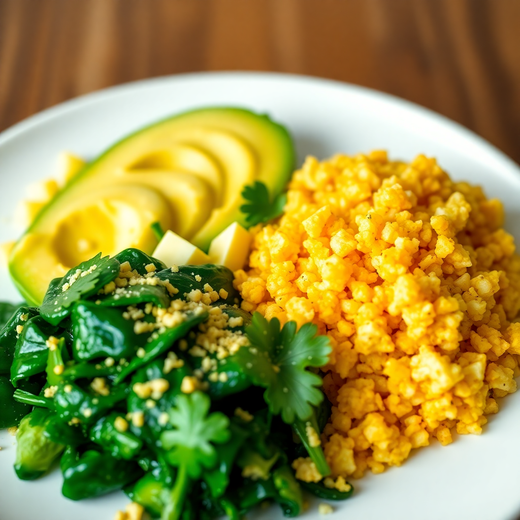 Avocado & Cauliflower Hash with Spinach