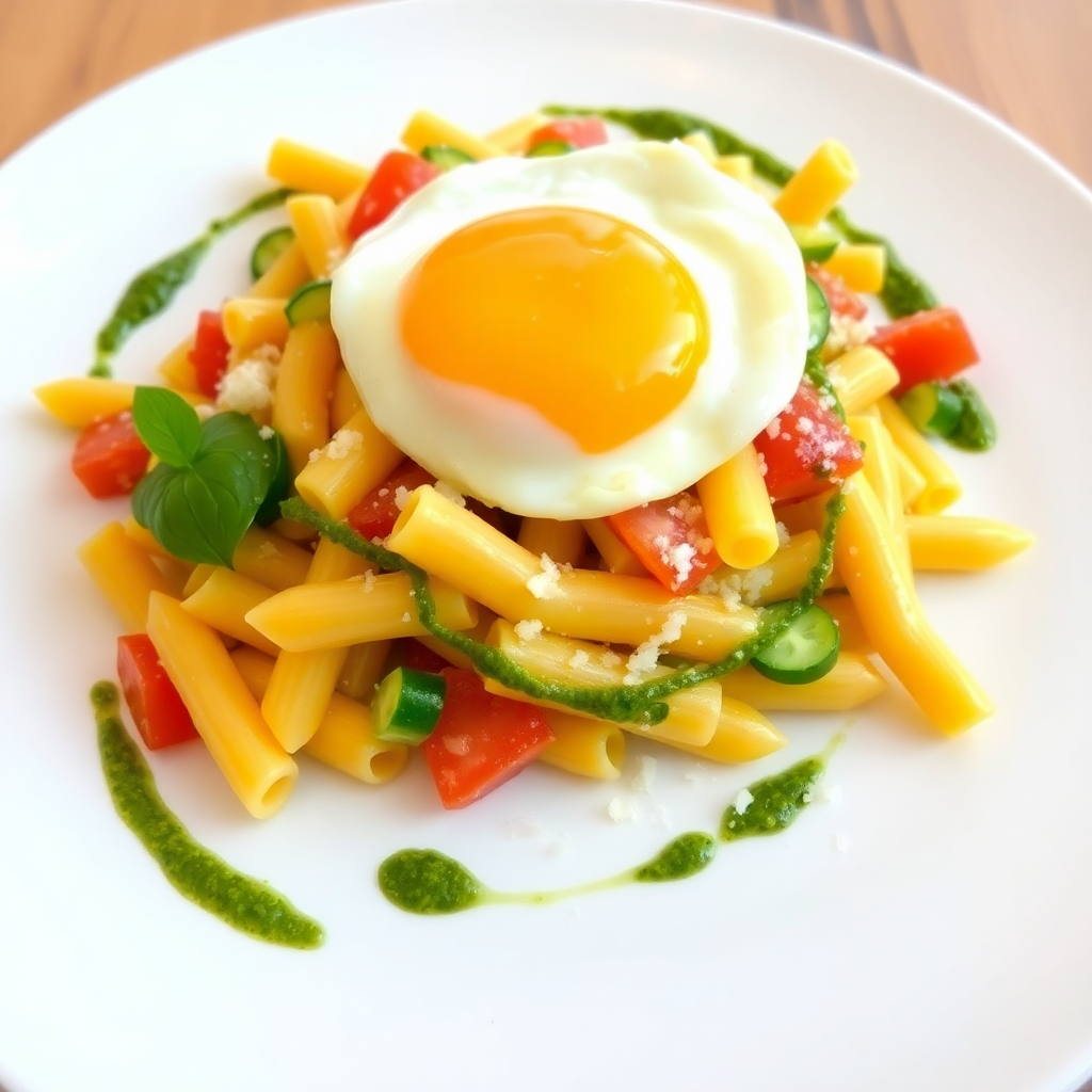 Creamy Corn & Tomato Pasta with Pesto and Cheese