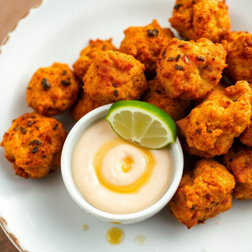 Spicy Chicken Bites with Honey Lime Dip