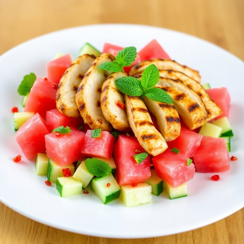 Spicy Watermelon Chicken Salad