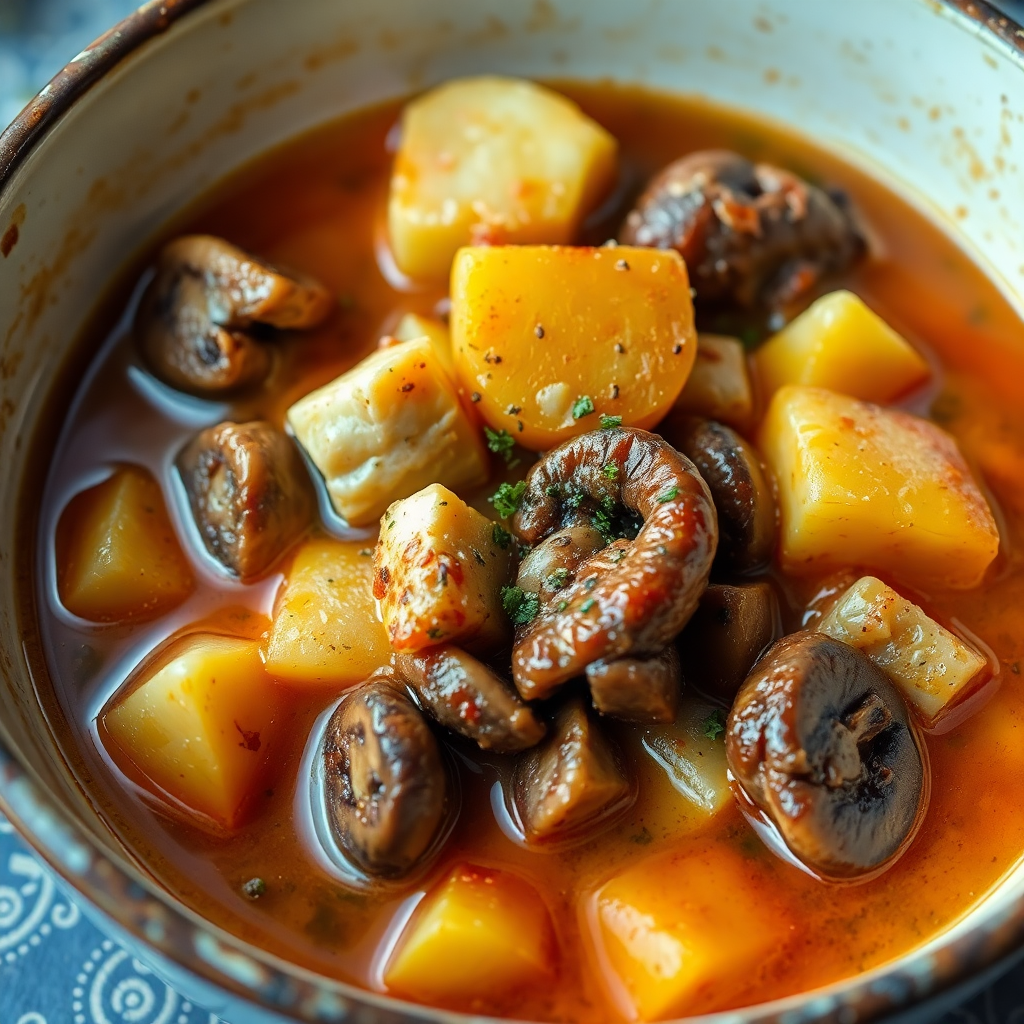 Hearty Chicken and Beef Mushroom Stew
