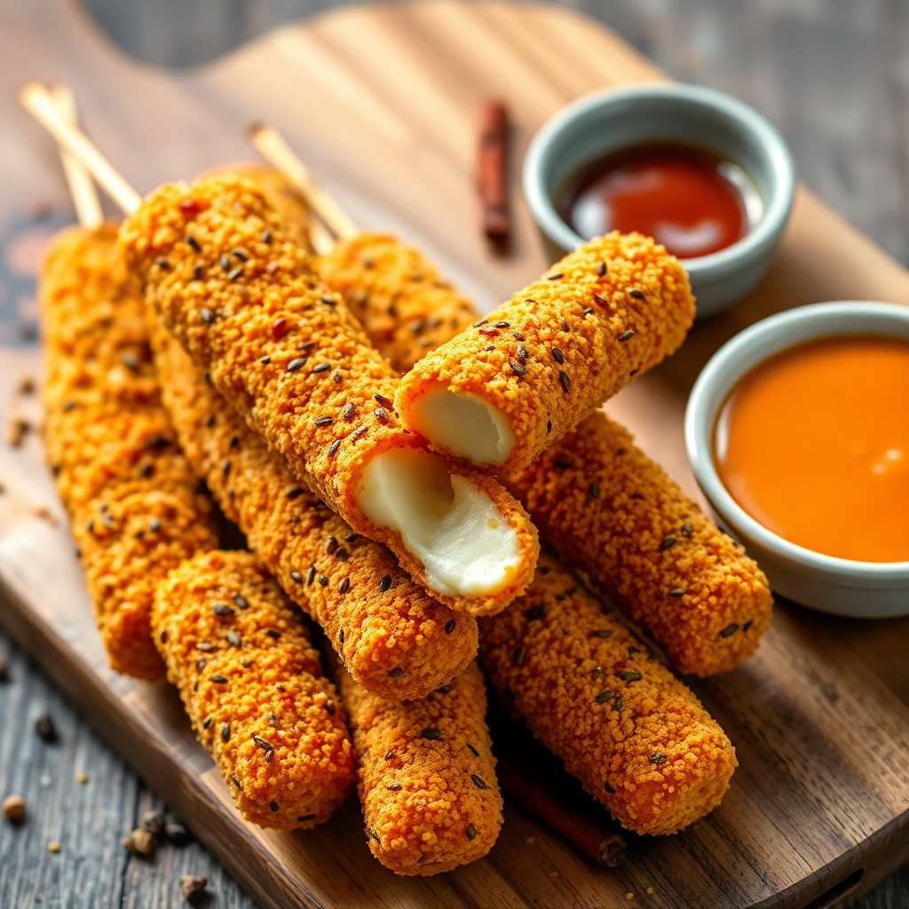 Spiced Mozzarella Sticks with Mekelesha and Berbere