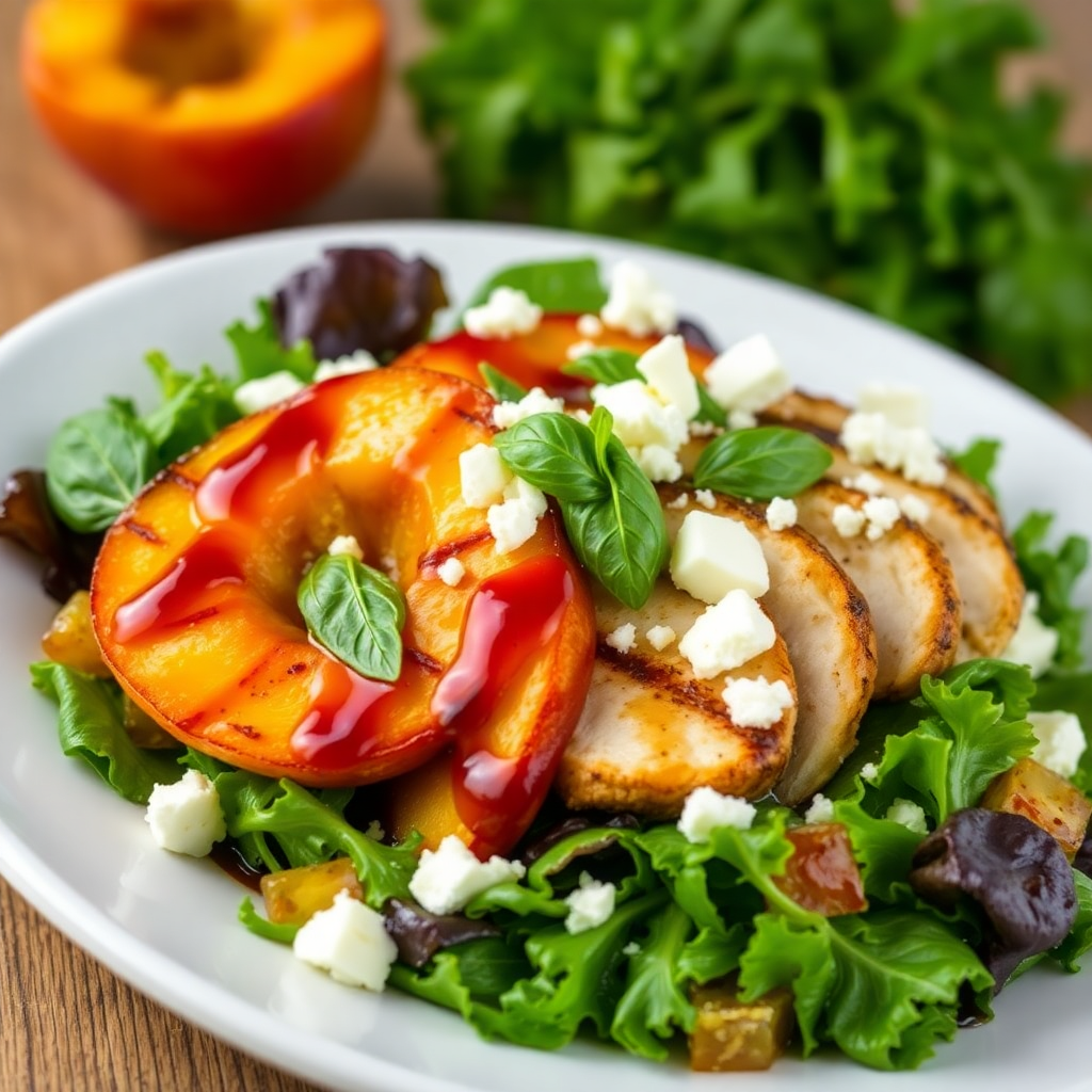 Grilled Peach and Chicken Salad