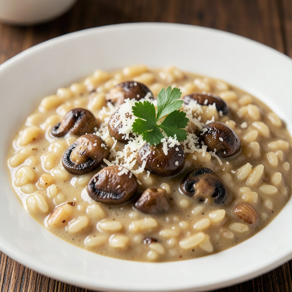 Creamy Garlic Mushroom Risotto