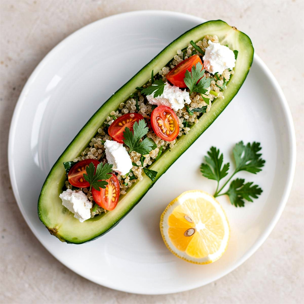 Stuffed Cucumber Boats with Herbed Quinoa and Feta