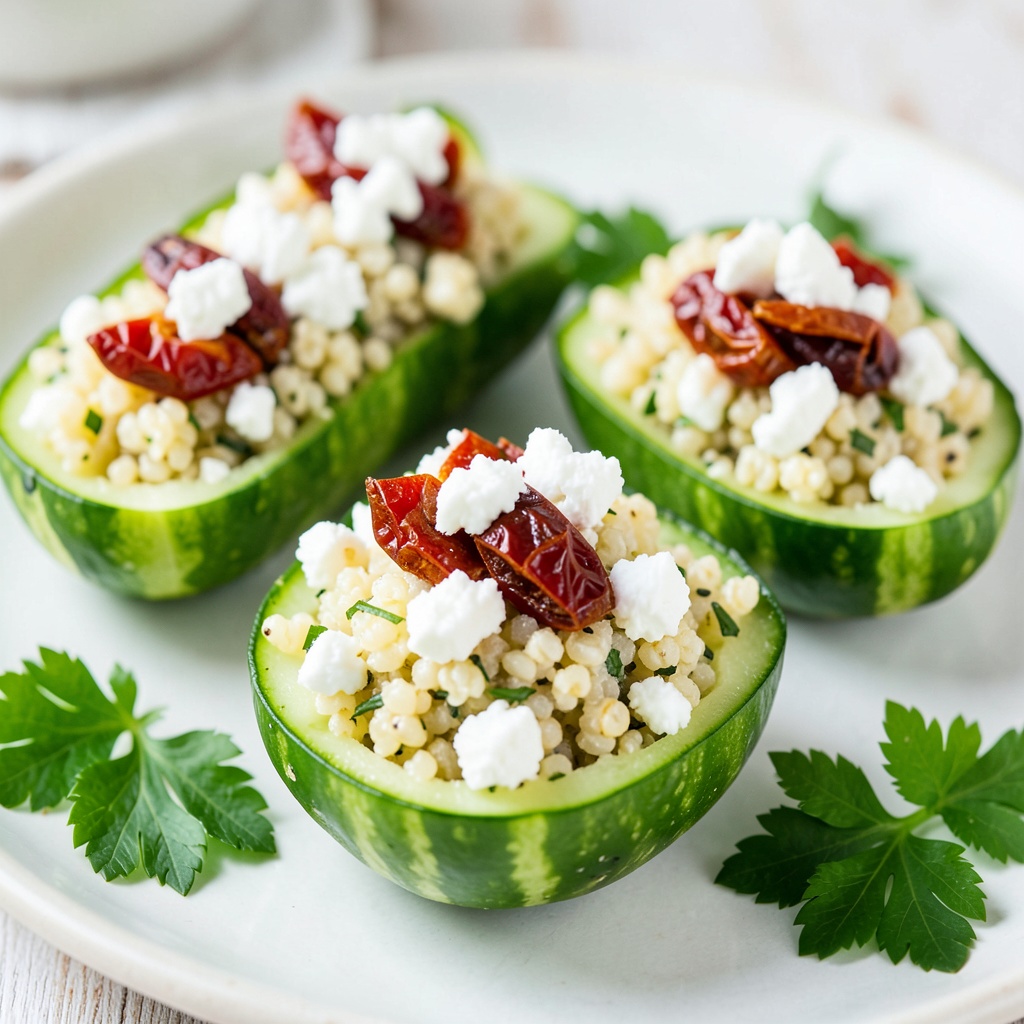 Stuffed Cucumber Boats with Herbed Quinoa and Feta