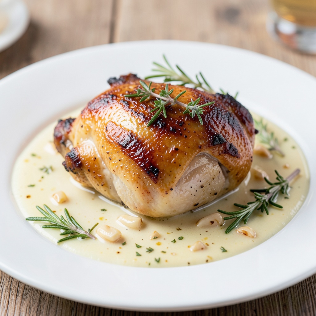 Wine-Braised Chicken Thigh with Garlic and Herbs