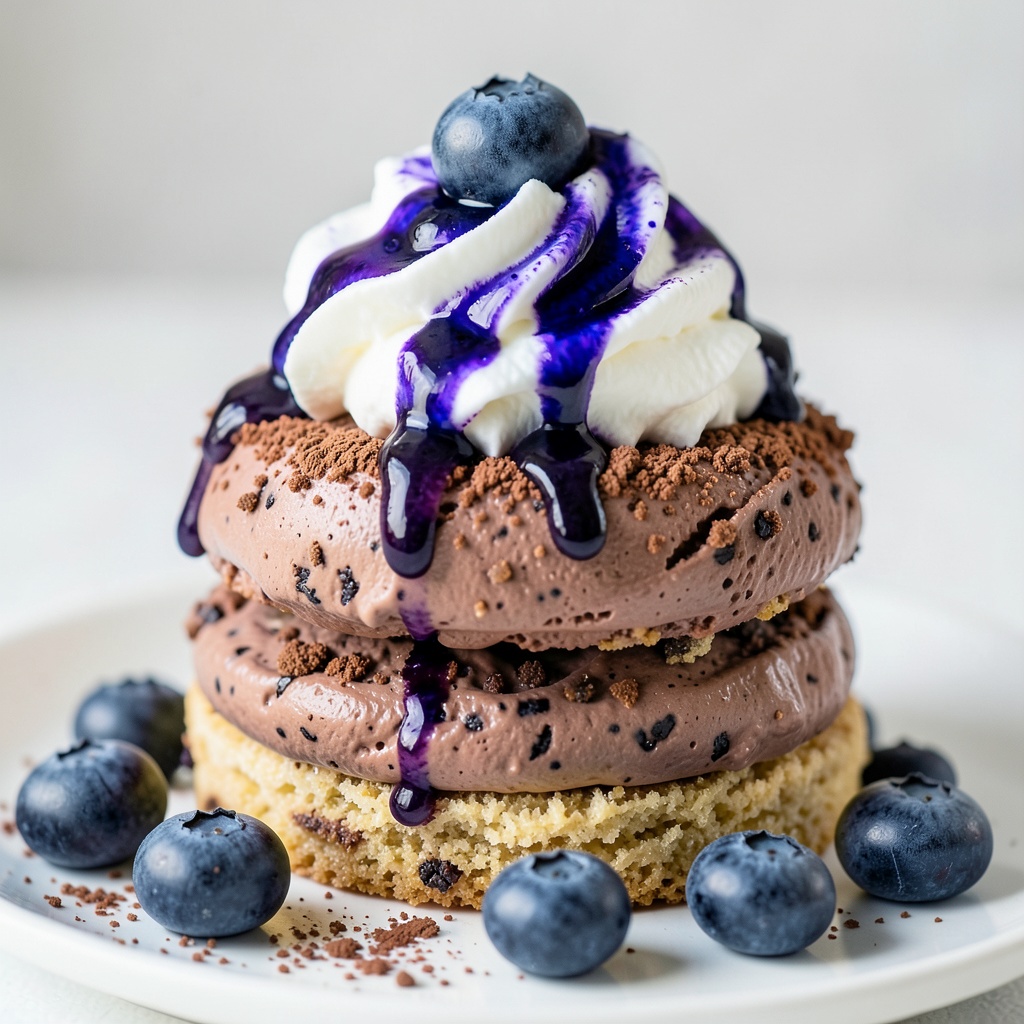 Chocolate Banana Cream Delight with Blueberry Syrup