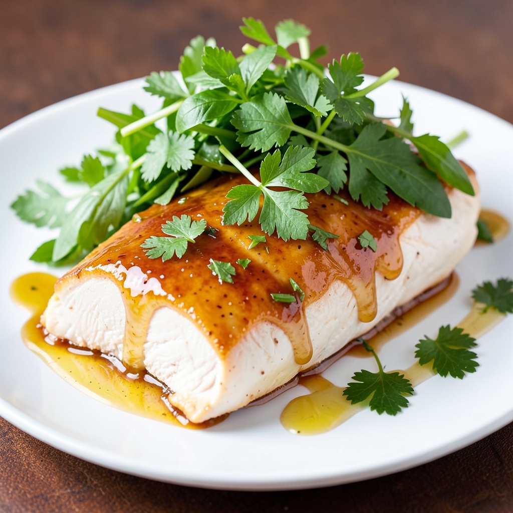 Savory Jelly-Glazed Chicken with Herb Salad