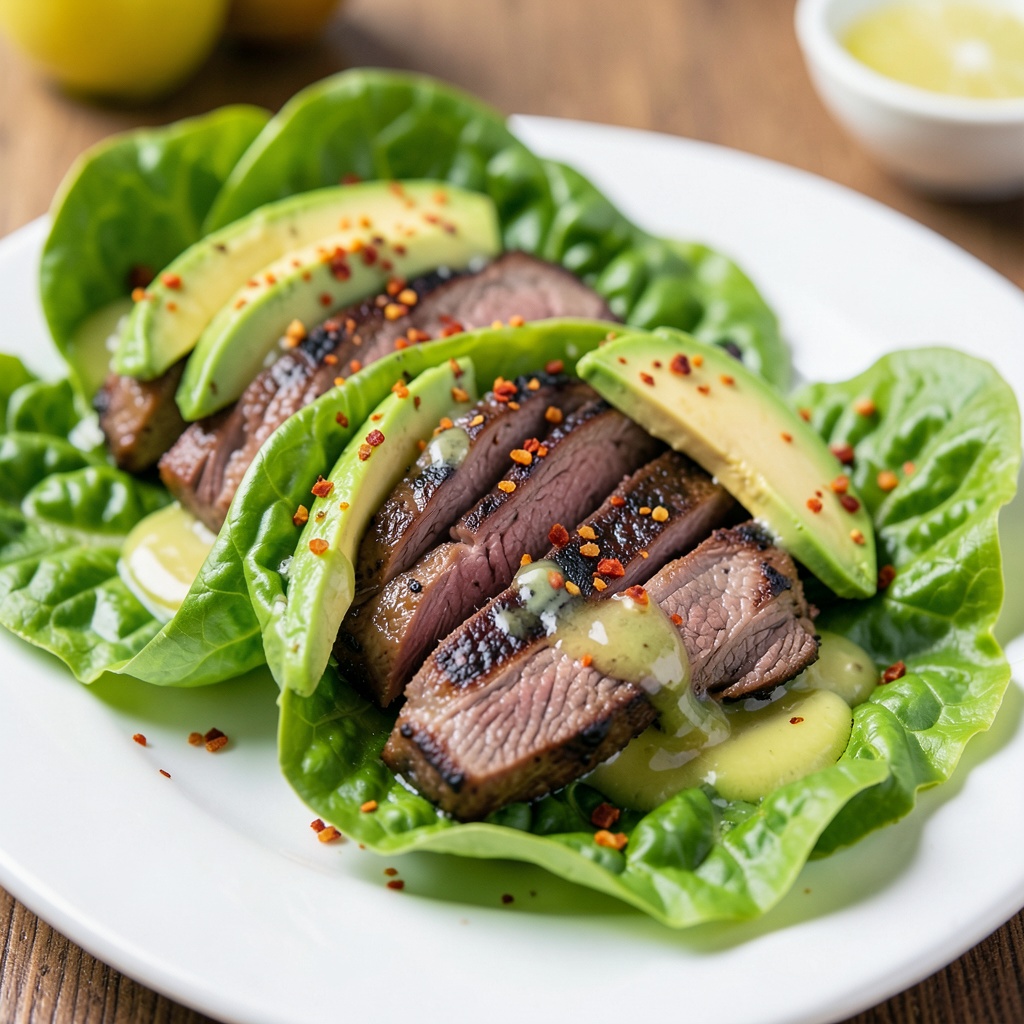 Grilled Beef & Avocado Lettuce Wraps
