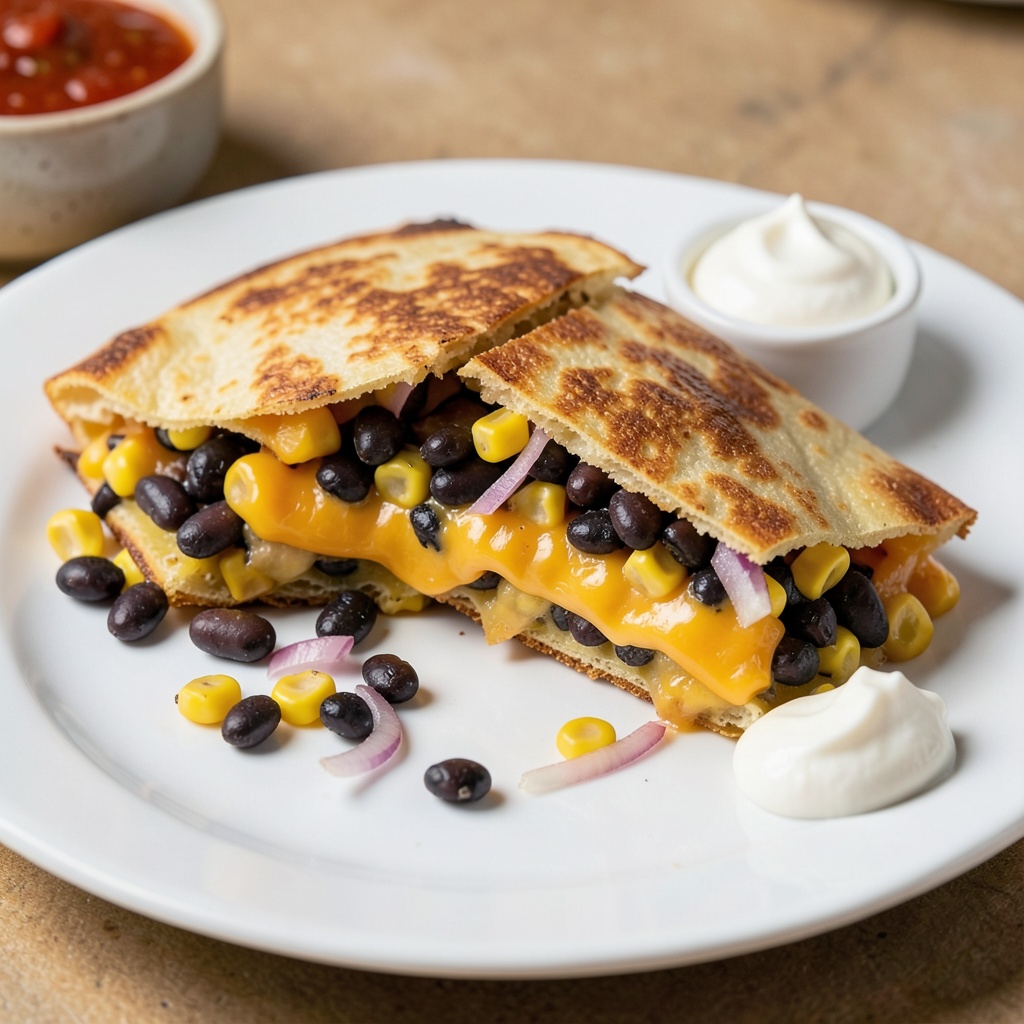 Spicy Corn and Black Bean Quesadilla