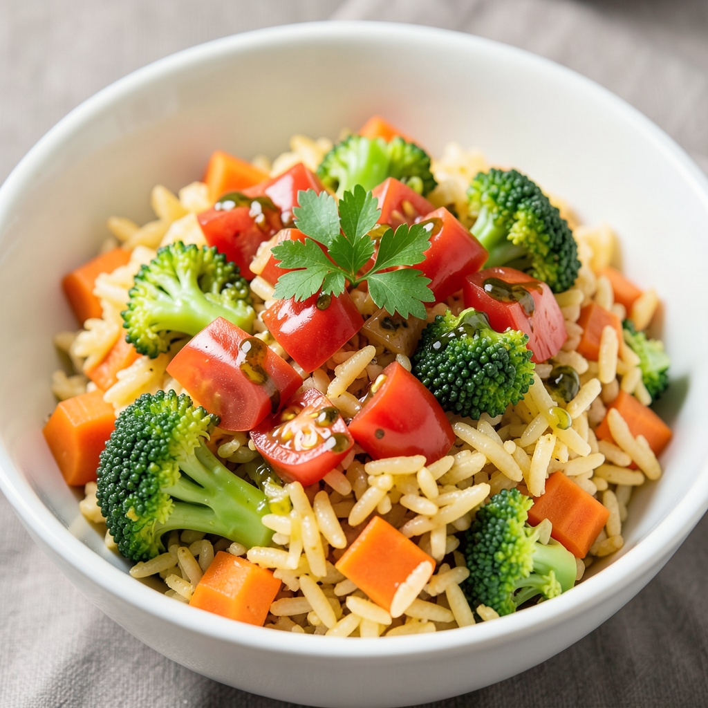Veggie-Infused Tomato Rice Bowl
