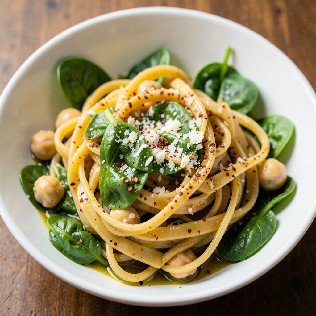 Italian Chickpea and Spinach Pasta