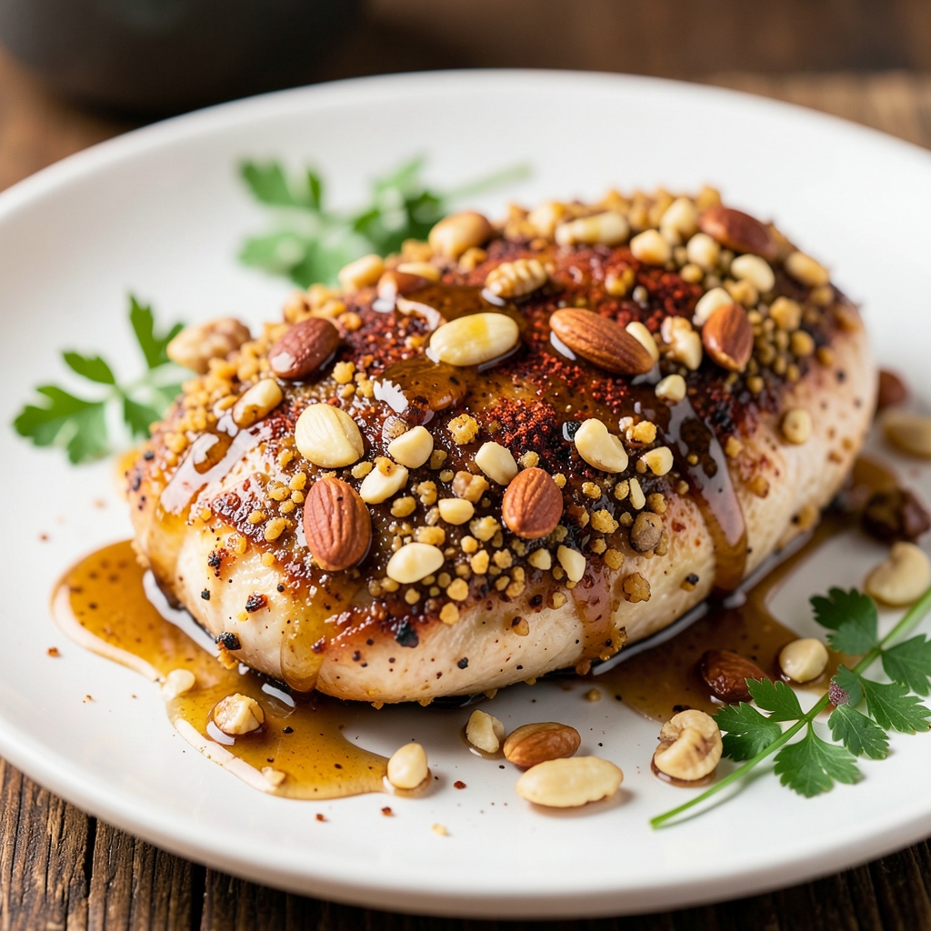 Spicy Nut-Crusted Chicken with Honey Glaze