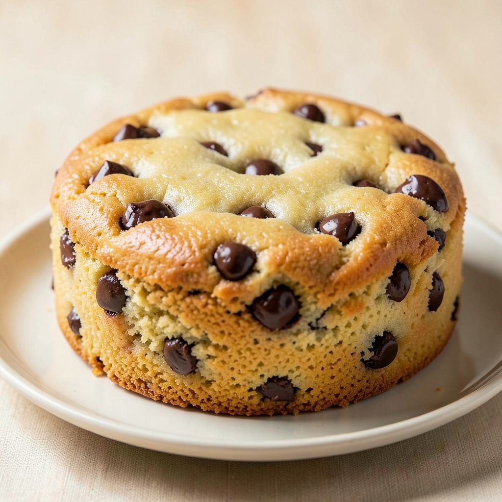 Microwave Eggless Spongy Chocolate Chip Cookie Cake
