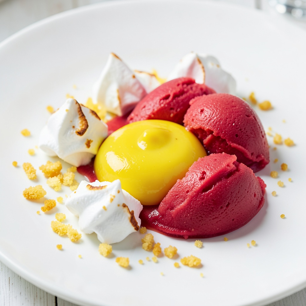 Deconstructed Lemon Meringue with Watermelon Sorbet