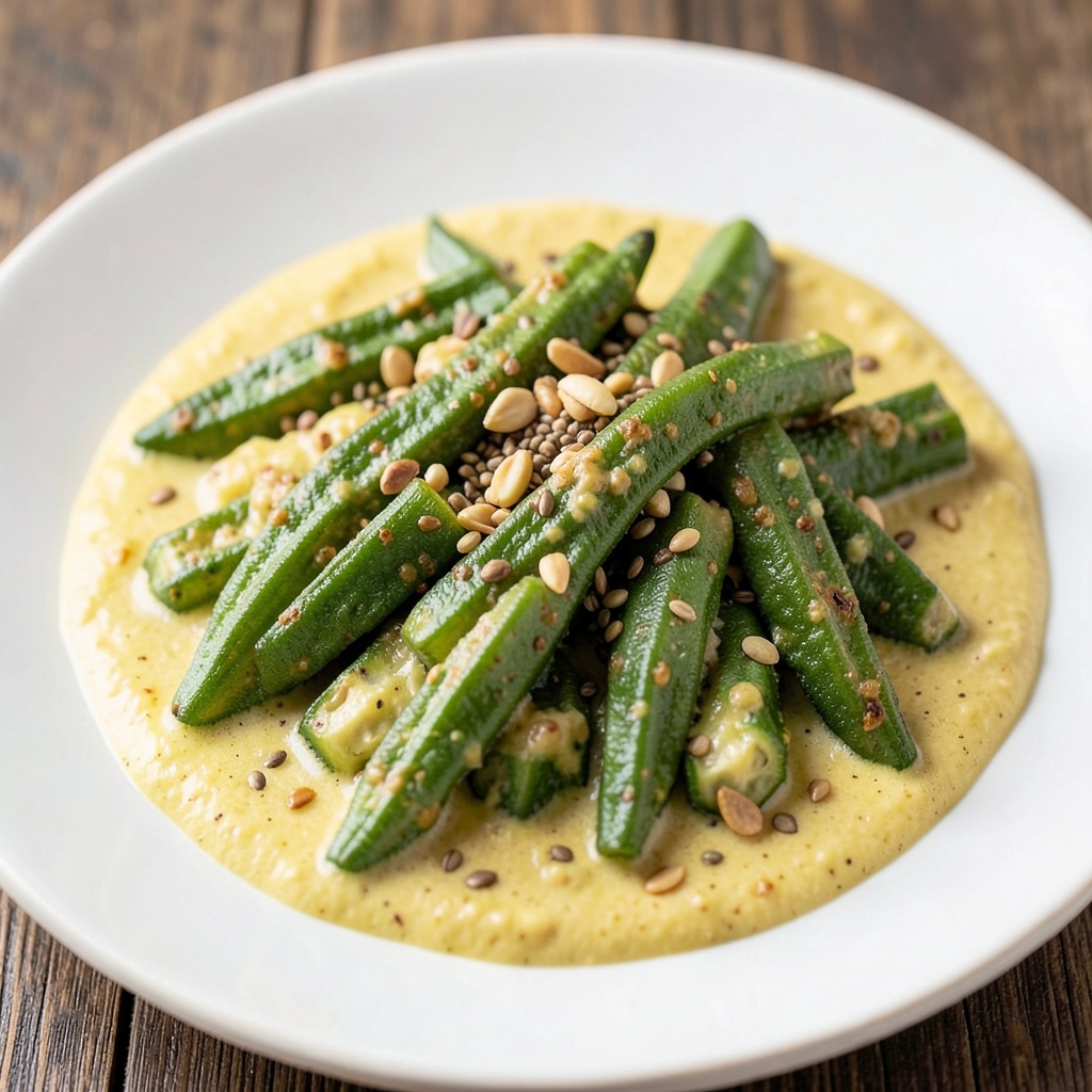 Curd and Cashew Masala Ladyfinger Stir-Fry
