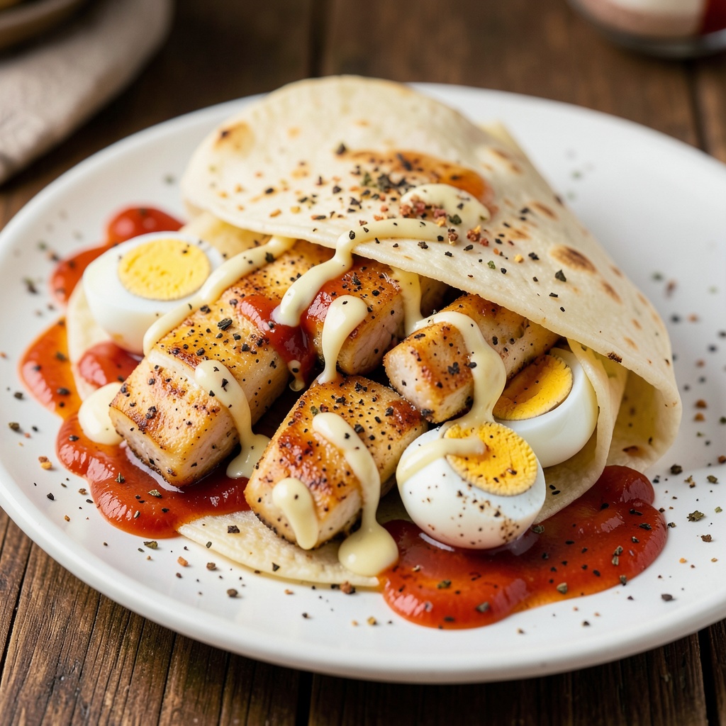 Spiced Chicken & Egg Chapathi Wrap