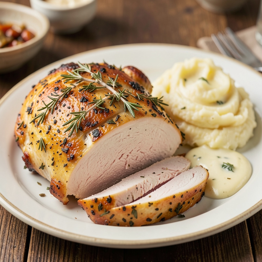 Herb-Crusted Turkey Breast with Garlic Mashed Potatoes