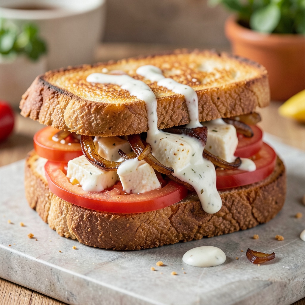 Paneer Potato Tomato Sandwich with Onion Sauce