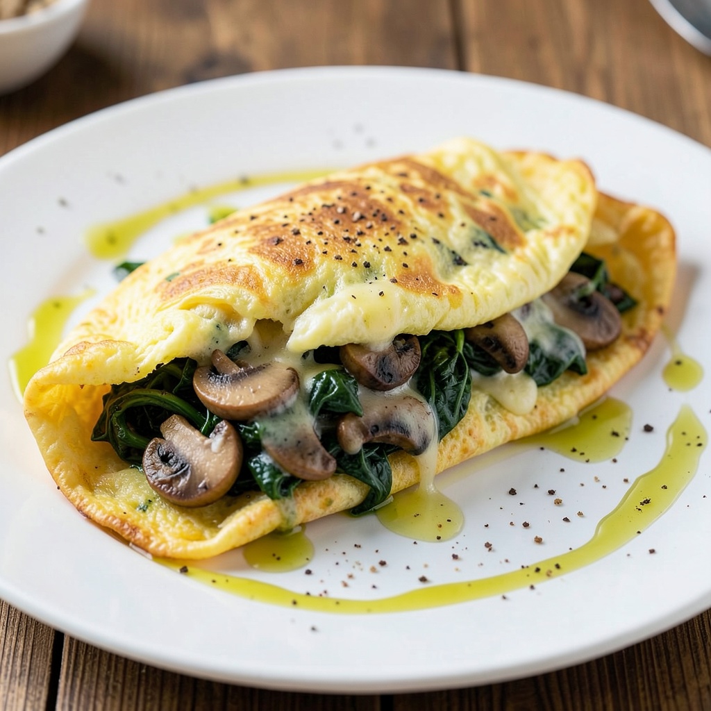 Savory Mushroom and Spinach Stuffed Omelette