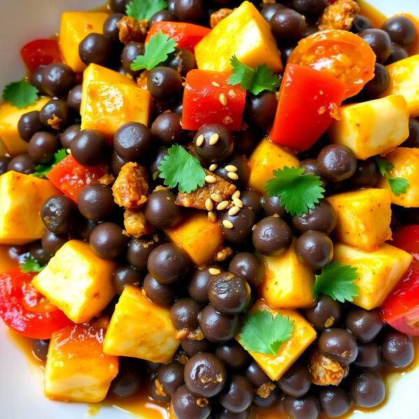 Spicy Black Peas and Paneer Stir-Fry