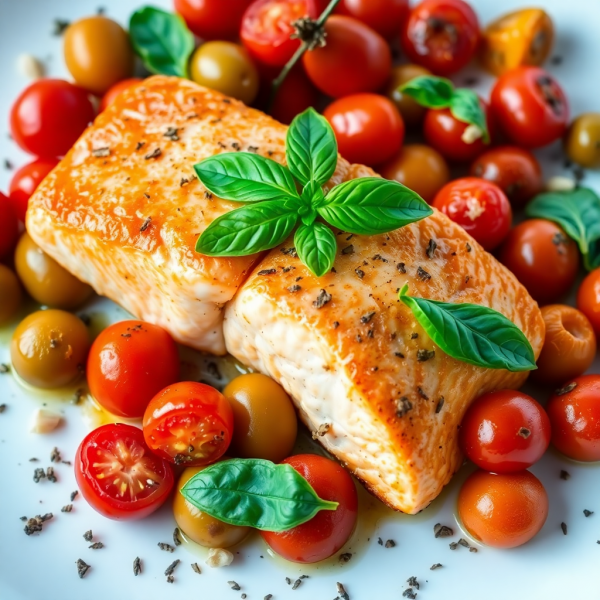 Roasted Salmon with Tomatoes and Olives