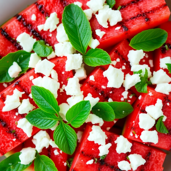 Grilled Watermelon Salad with Mint and Feta