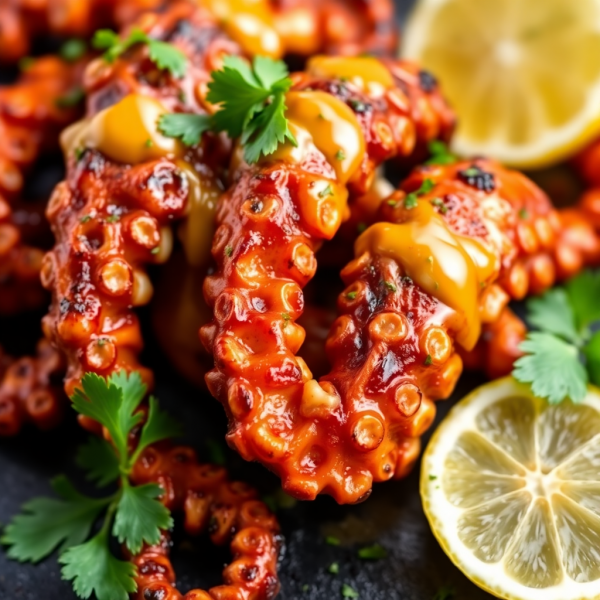 Grilled Octopus with Lemon Herb Sauce