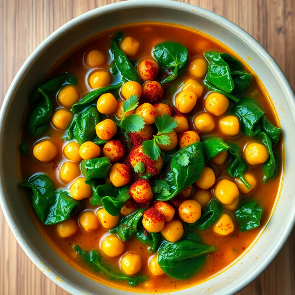 Spicy Chickpea and Spinach Stew