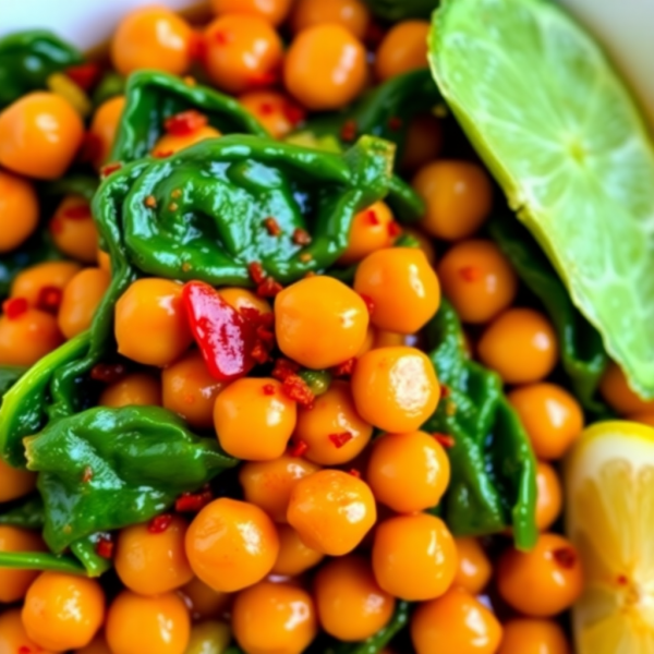 Spicy Chickpea & Spinach Stir-Fry