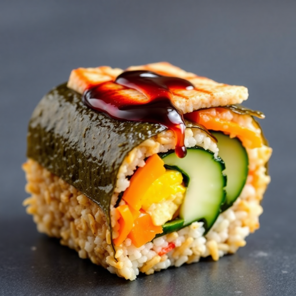 Brown Rice Sushi with Mackerel and Veggies