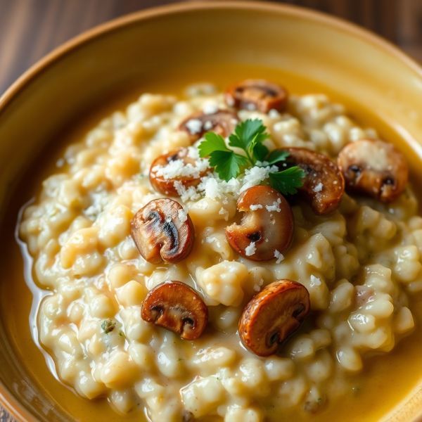 Creamy Garlic Mushroom Risotto
