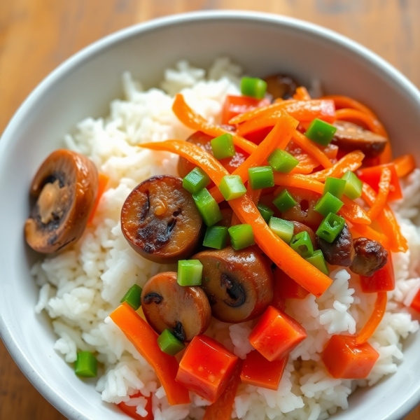 Spicy Mushroom and Vegetable Rice Bowl