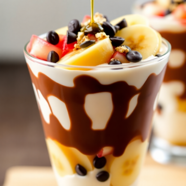 Chocolate Banana Apple Yogurt Parfait