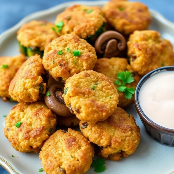 Crispy Vegetarian Zucchini and Mushroom Nuggets